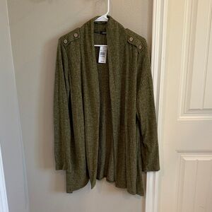 Chic Olive Green Women's Ribbed Cardigan